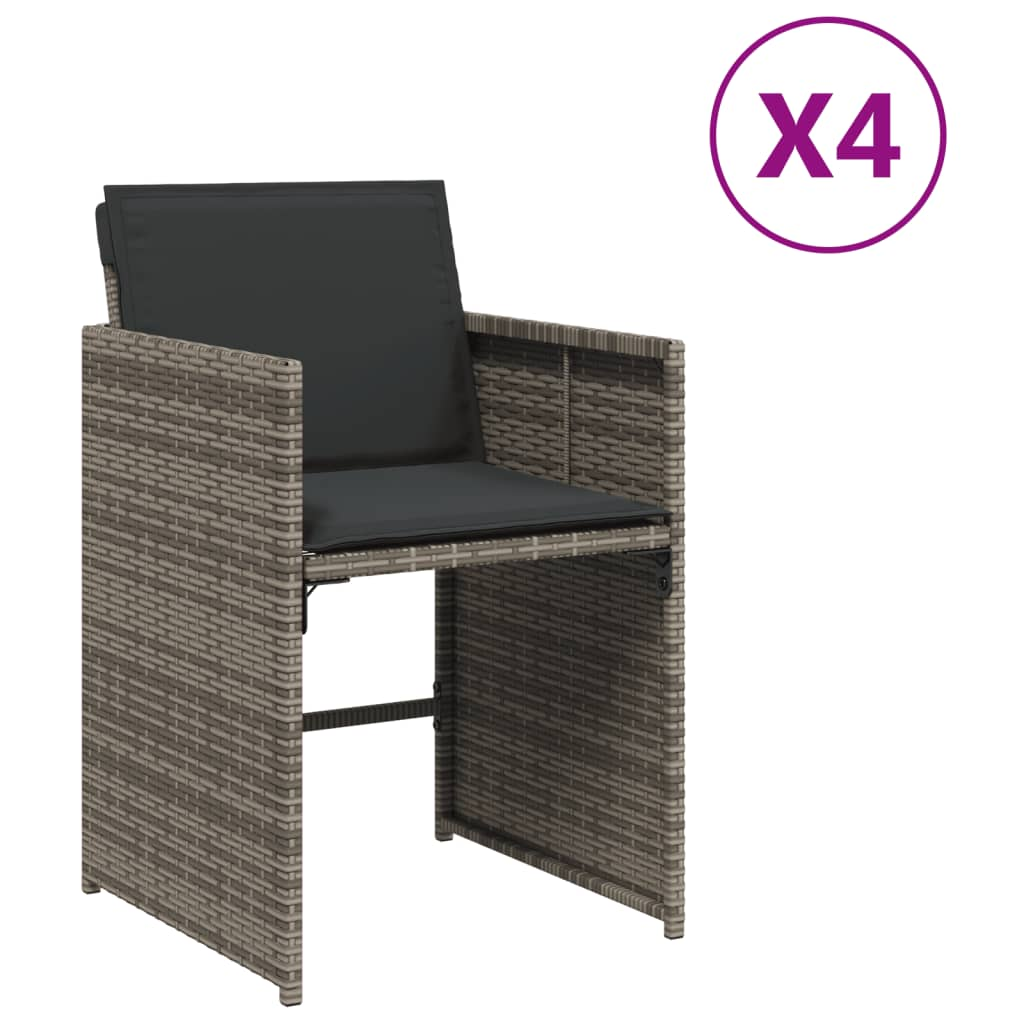 4 db szürke polyrattan kerti szék párnával (4007457)