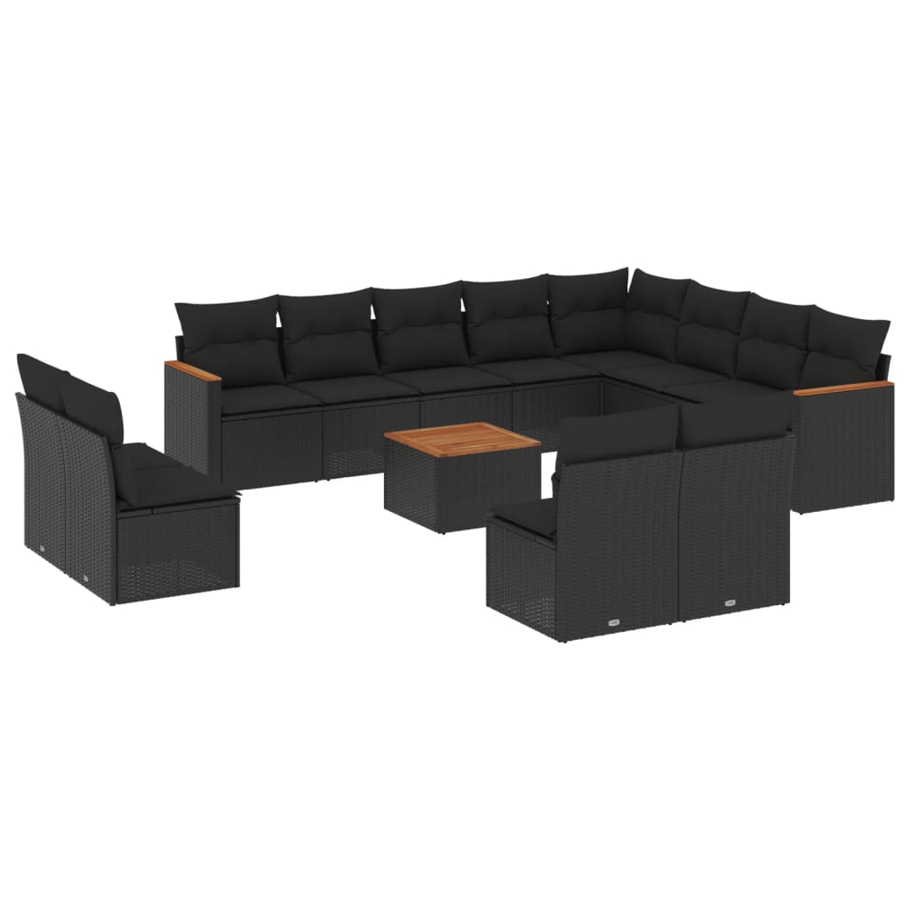 13 részes fekete polyrattan kerti ülőgarnitúra párnákkal (3226475)
