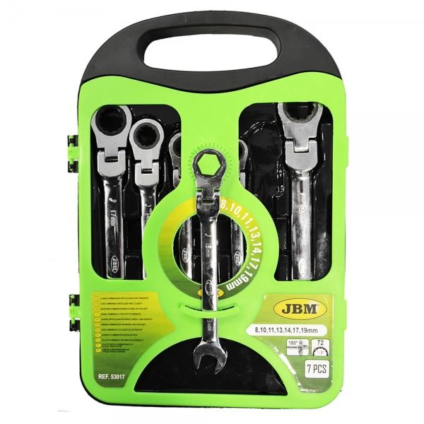 JBM csillag-villáskulcs racsnis csuklós 7db-os 8-17mm (53017) (jbm53017)