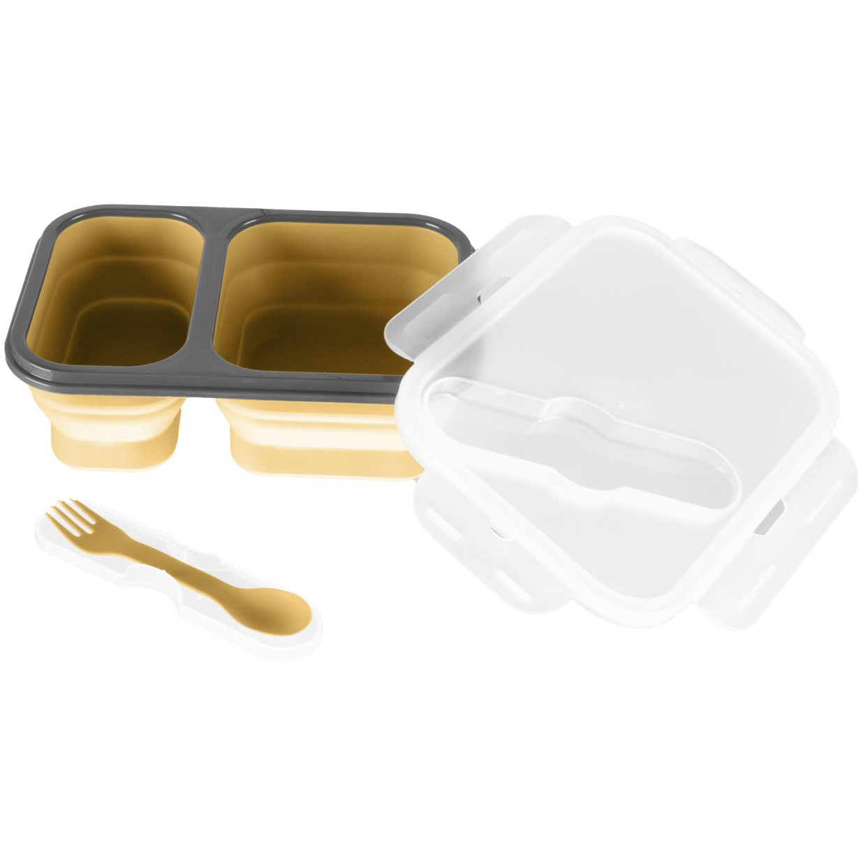 Zopa Snack doboz + evőeszközök, nagy, Mustard Yellow (8595114461301)