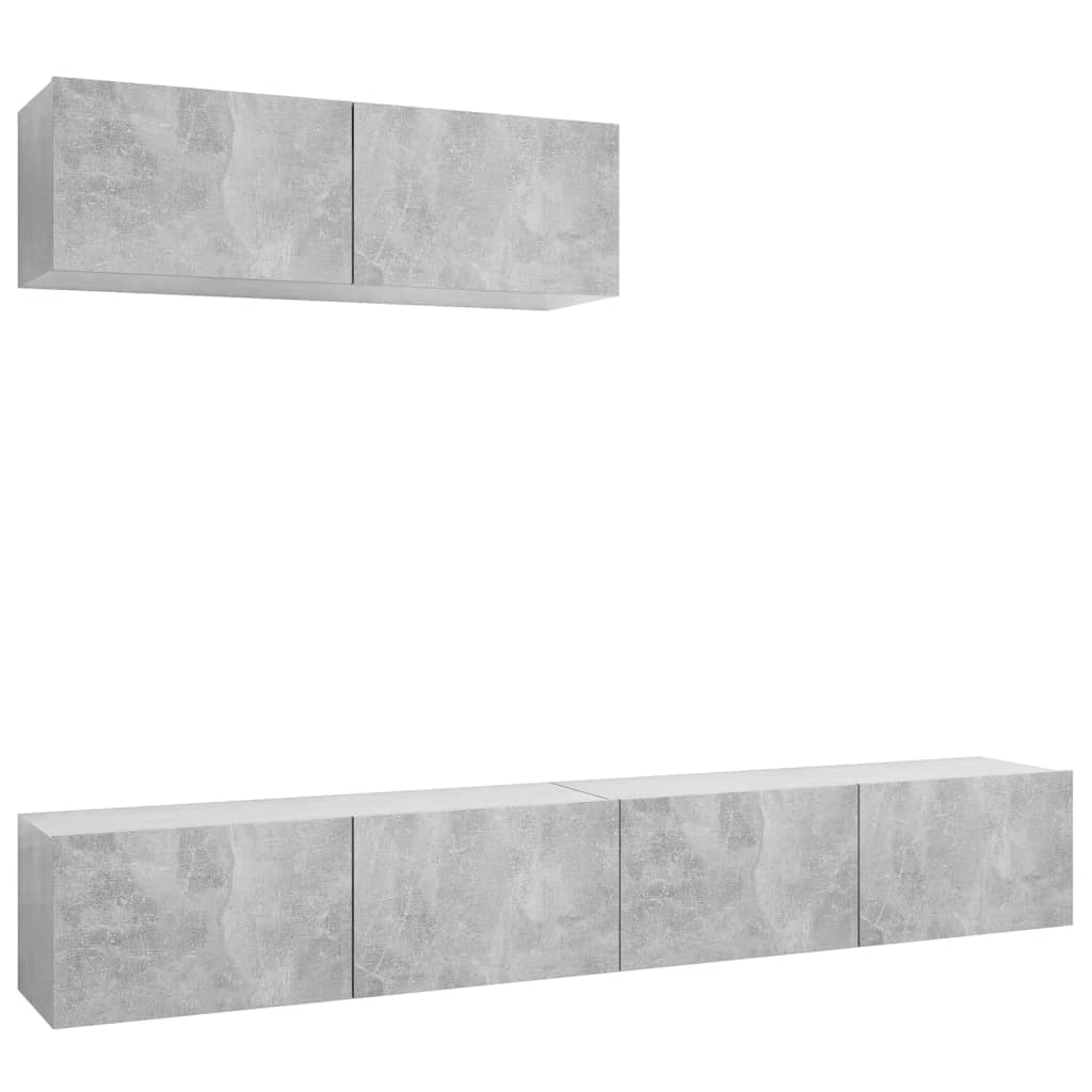 3 db betonszürke forgácslap TV-szekrény (3079123)