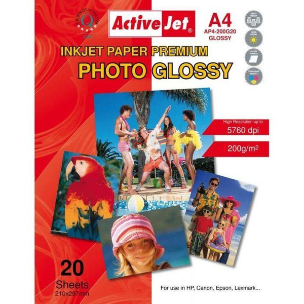 Fotopapír lesklý ActiveJet A4 200 g/m² 20 ks