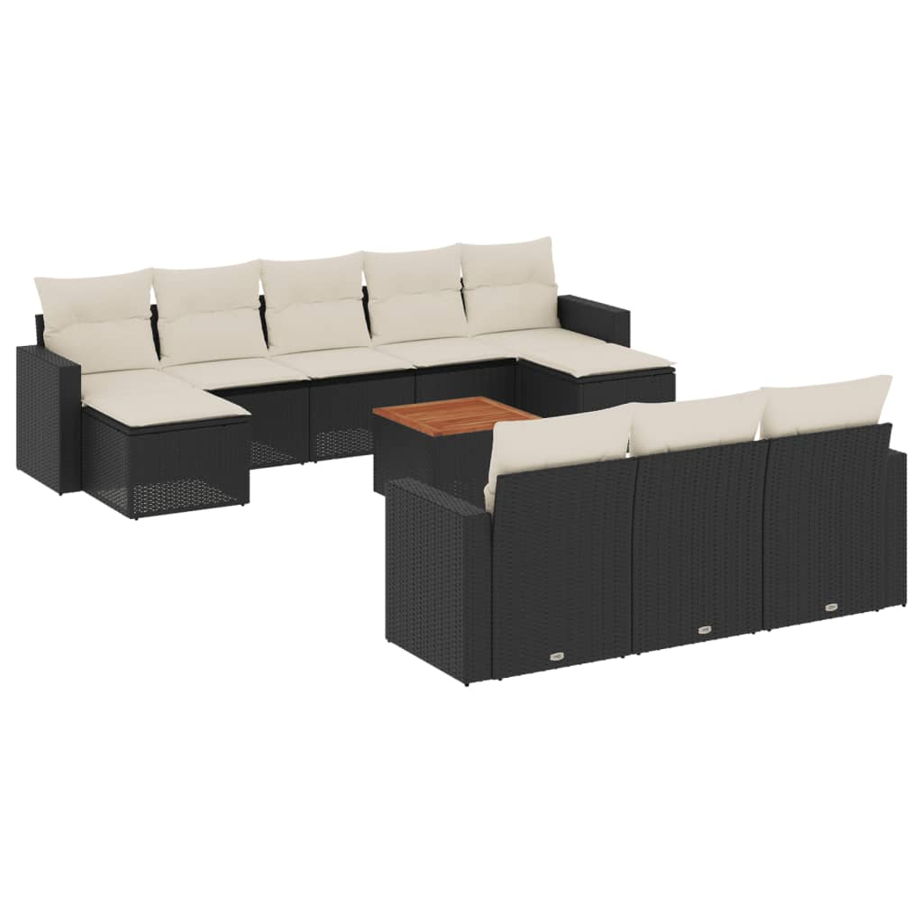 11 részes fekete polyrattan kerti ülőgarnitúra párnákkal (3224341)
