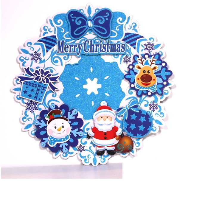 Iris 3D karácsonyi koszorú mintás karton dekoráció 39x39cm (020-04)