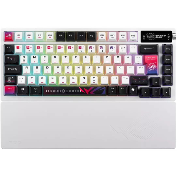 ASUS ROG Azoth X tastatur Spil USB + RF Wireless + Bluetooth Schweizisk Sort, Hvid