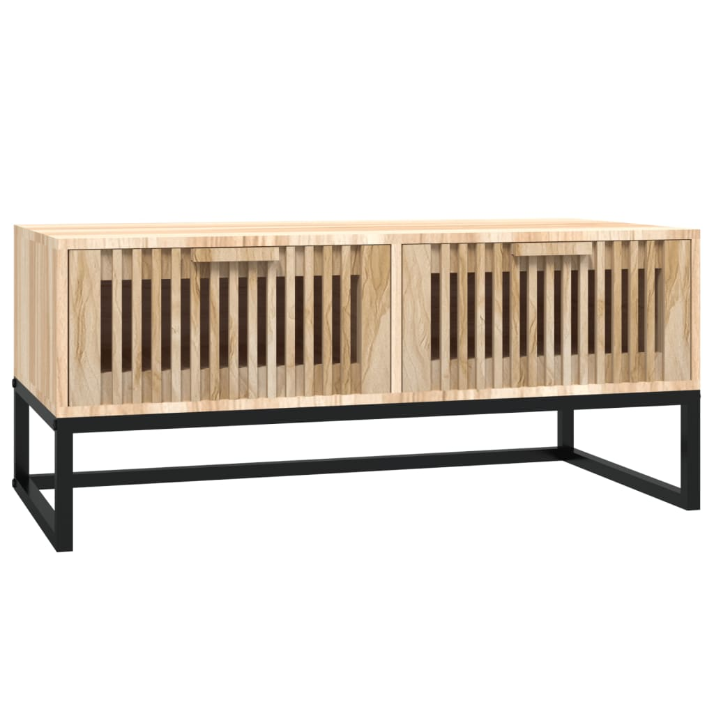 szerelt fa és vas dohányzóasztal 80 x 40 x 35 cm (352102)
