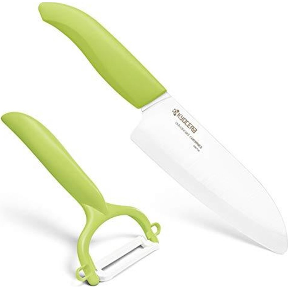 Kyocera Santoku kés 14 cm + Y hámozó szett, zöld (CP10GR, FK140WHGR) (CP10-FK140WHGR) (ALE020544)