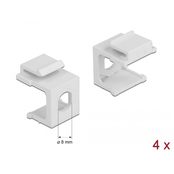 Keystone Abdeckung weiß mit 8,0 mm Durchführung +Hex 4 Stück