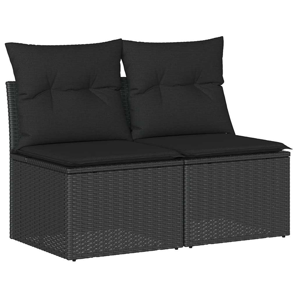  vidaXL 4-cz. sofa ogrodowa z poduszkami, czarny rattan PE i akacja