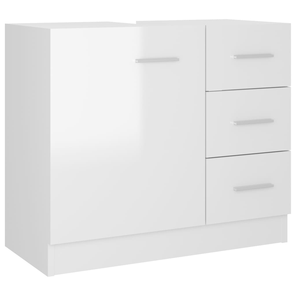 magasfényű fehér forgácslap mosdószekrény 63 x 30 x 54 cm (804190)