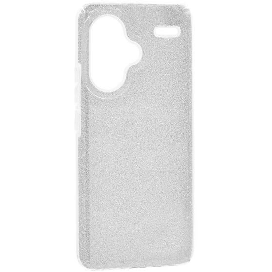 Силиконов калъф за мобилен телефон Gigapack, пластмасова вътрешност, лъскав гръб, сребрист, съвместим с: Xiaomi Redmi Note 13 Pro Plus 5G