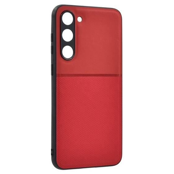 Gigapack Samsung Galaxy S23 Plus (SM-S916) mágneses, bőr hatású, csíkos mintás tok piros (GP-134710) (GP-134710)