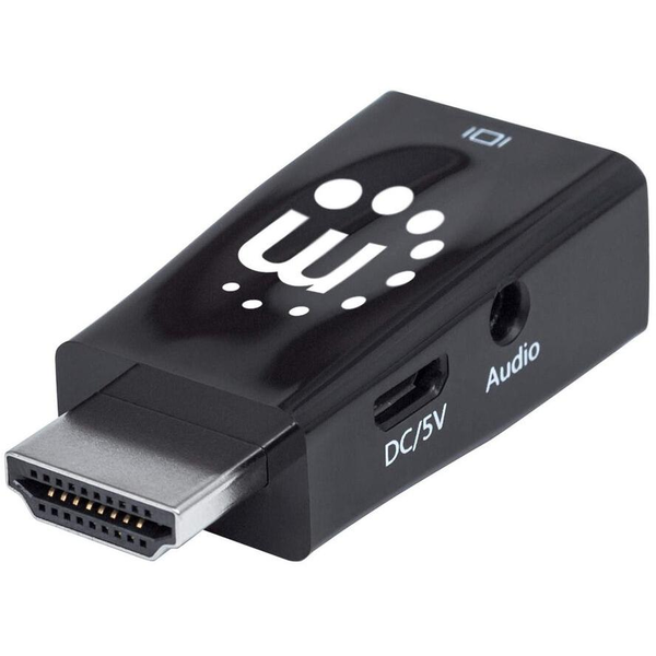 Manhattan 151542 adattatore per inversione del genere dei cavi HDMI VGA, 3.5mm Nero