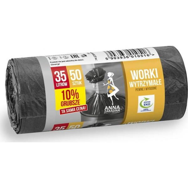  Anna Zaradna Worki na śmieci ANNA ZARADNA, wytrzymałe, 10% grubsze, 35L 50 szt.