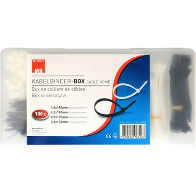 Cablehome 136069 Kábelkötöző 190 mm, 100 mm Fekete, Fehér 400 db (136069)