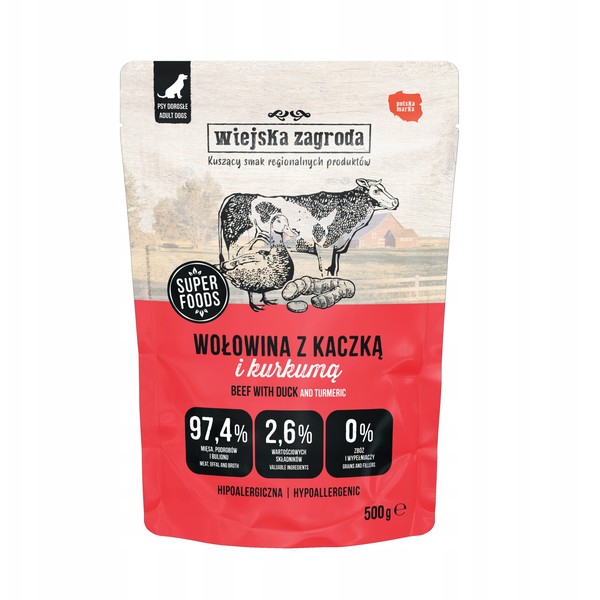 Karma mokra dla psa Wołowina z kaczką (dorosły) 500g