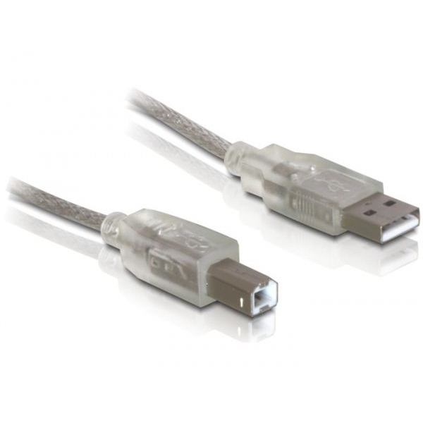 DELOCK USB Kabel A -> B St/St 0.50m transparent