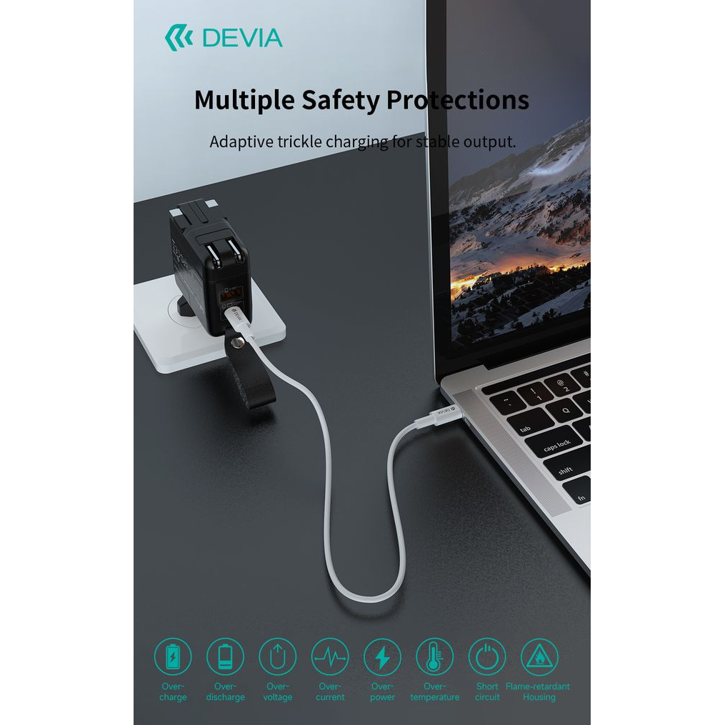 Devia Global 45W PD+QC hálózati gyorstöltő utazó adapter (CN/JP/US/EU/UK/AU) - fekete (ST130814)