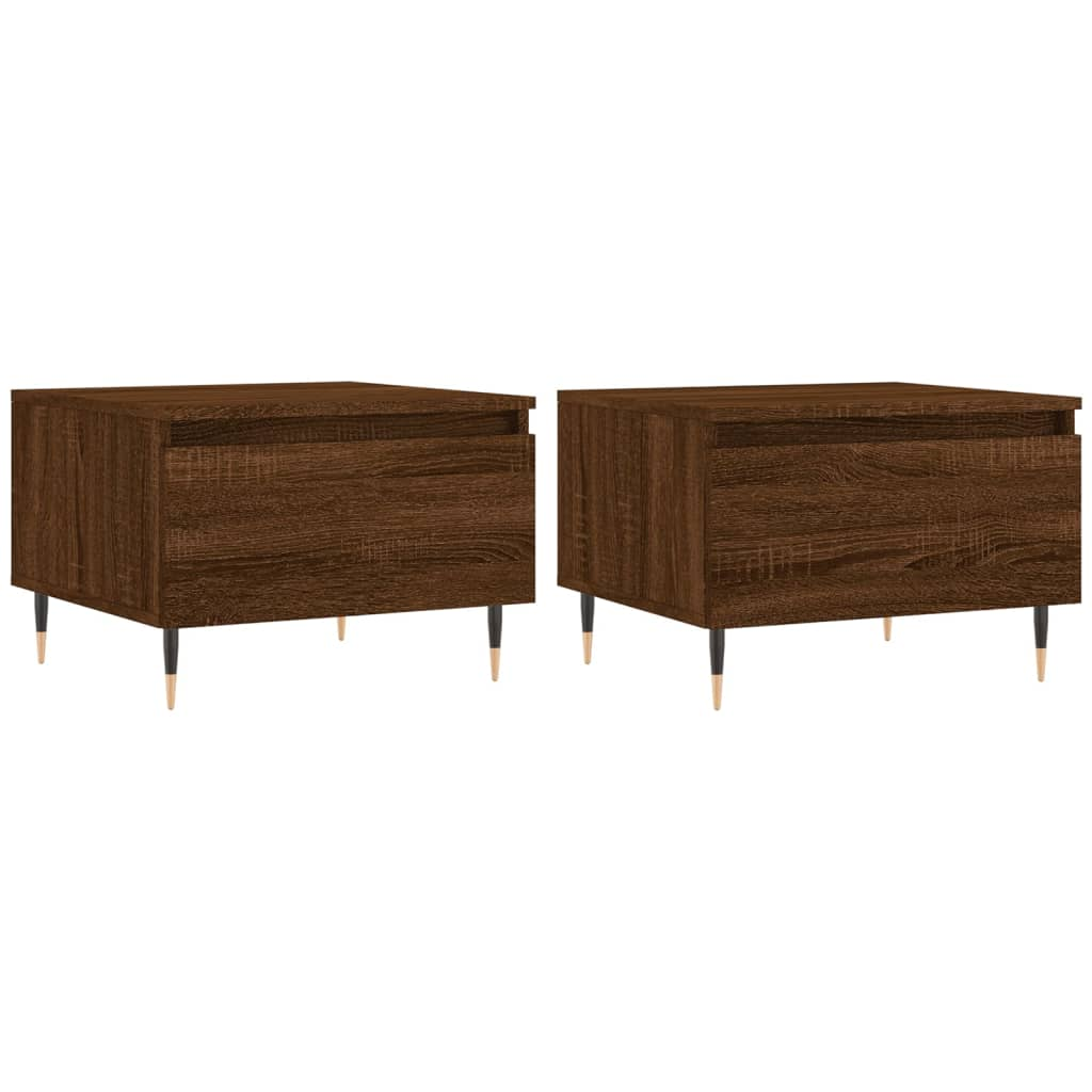2 db barna tölgyszínű szerelt fa dohányzóasztal 50 x 46 x 35 cm (830859)