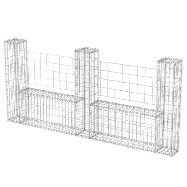 Coș gabion în formă de U, 240 x 20 x 100 cm, oțel galvanizat