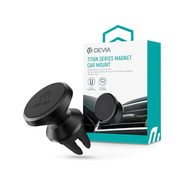 Devia univerzális szellőzőrácsba illeszthető mágneses autós tartó - Devia Titan Series Magnet Car Mount - fekete (ST330445)