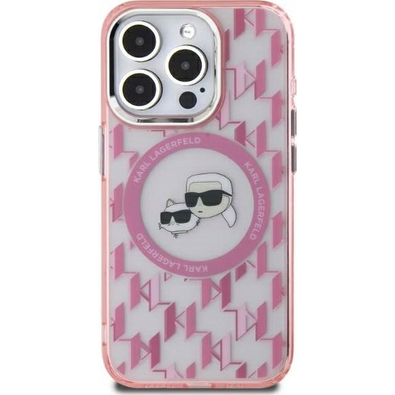 Karl Lagerfeld IML Monogram Karl&Choupette Head iPhone 16 MagSafe hátlap tok, rózsaszín KLHMP16SHMCKMHP ( )