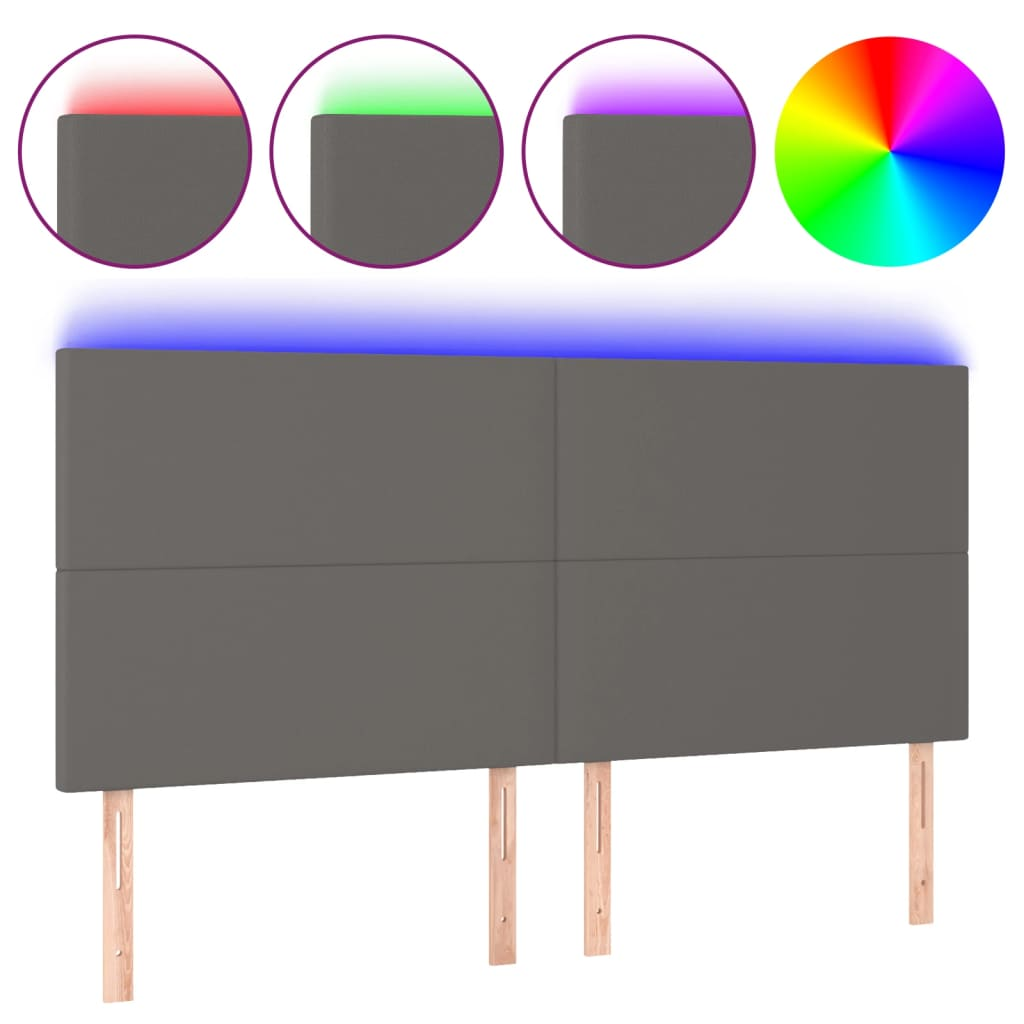 szürke műbőr LED-es fejtámla 200x5x118/128 cm (3122256)