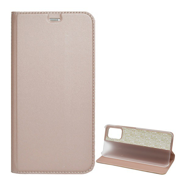 Tok álló, bőr hatású (FLIP, oldalra nyíló, asztali tartó funkció) ROZÉARANY 2 [Samsung Galaxy A03s (SM-A037F)] (5996591094762)
