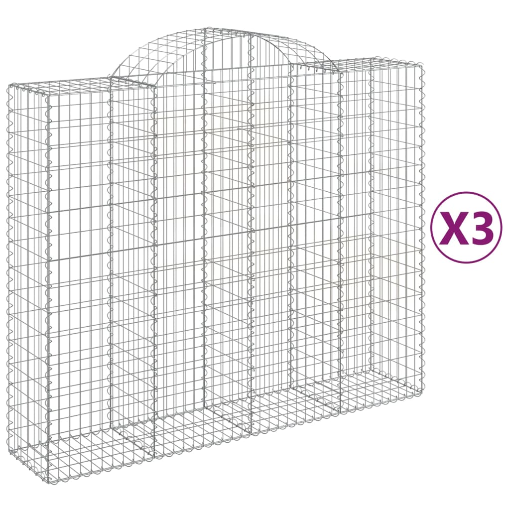 3 db íves horganyzott vas gabion kosár 200x50x160/180 cm (3146384)