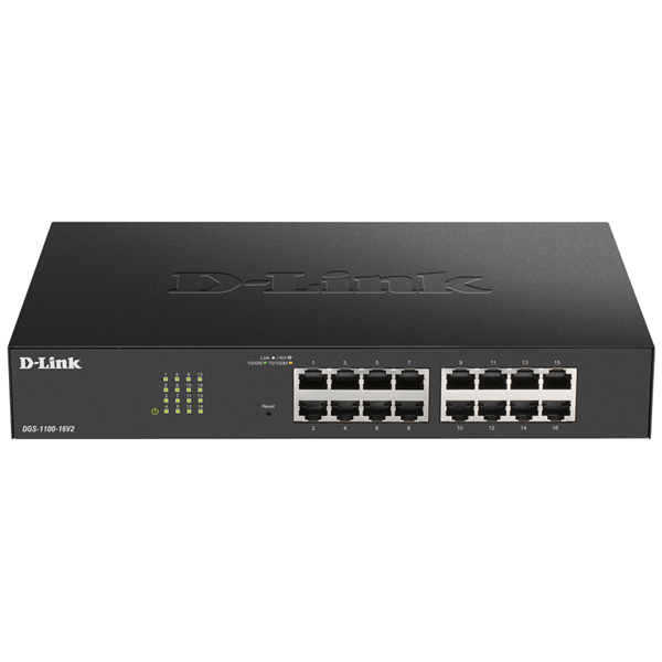 D-Link DGS-1100-16V2 netværksswitch Administreret L2 Gigabit Ethernet (10/100/1000) Sort