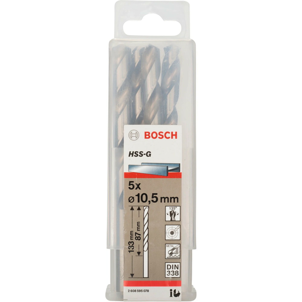 Bosch Ø 10,5 x 87/133mm HSS-G Hengeres Fémfúró 5db