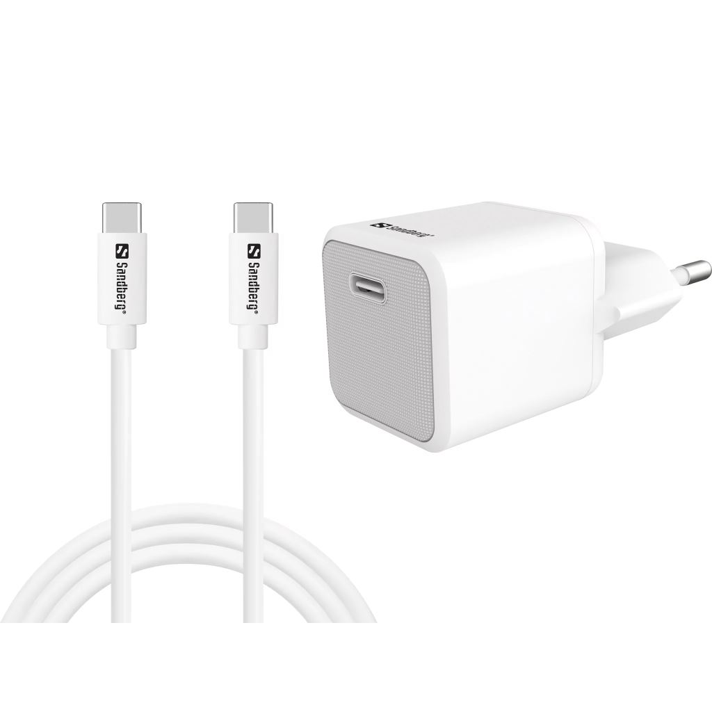 Sandberg USB-C 20W hálózati töltő és USB-C - USB-C kábellel fehér (441-58) (441-58)