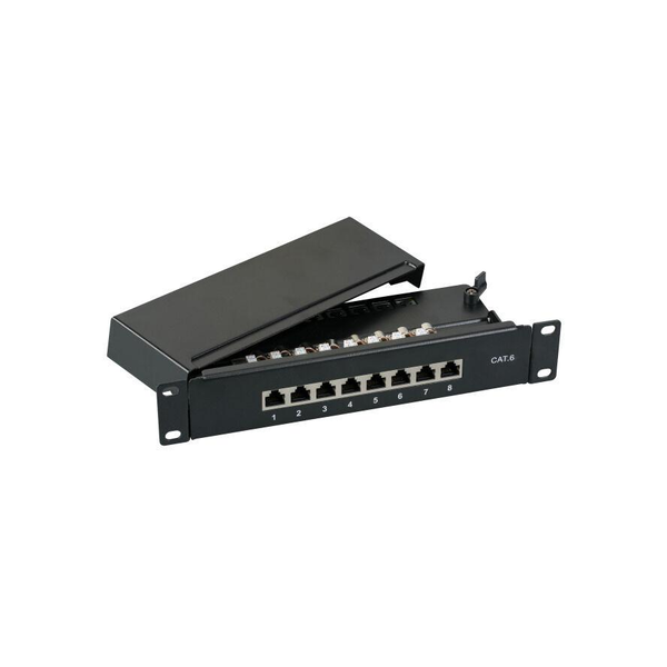 EFB Mini-Patchpanel STP 8xRJ45 Cat.6A,10" 1HE,grau
