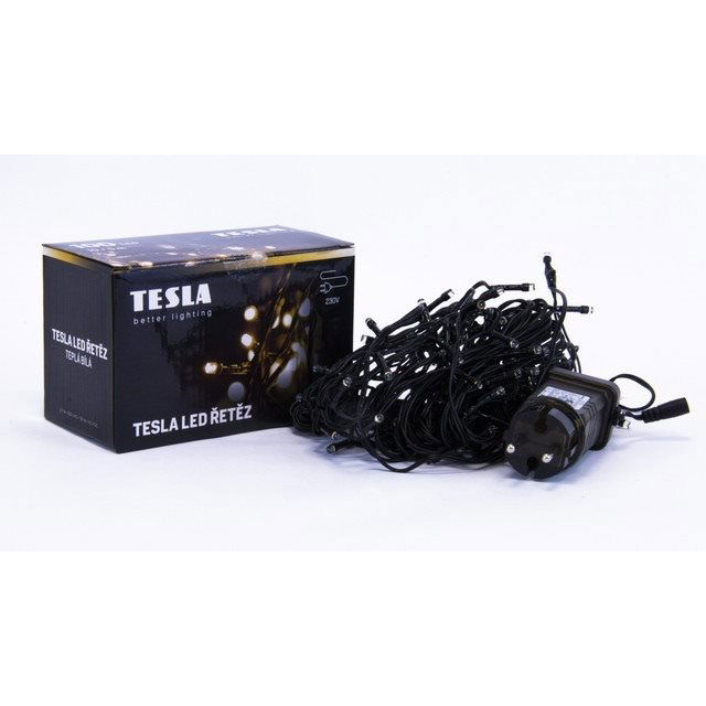 Tesla - fényfüzér, meleg fehér, 3000K, 100LED, 10 m + 5 m kábel, 230 V, 8 funkciós vezérlő, IP44 (VO23148MWW)