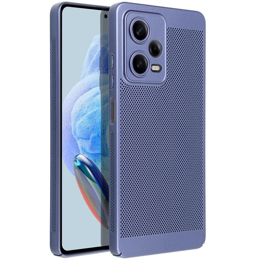 Apple iPhone 15, Műanyag hátlap védőtok, légáteresztő, lyukacsos minta, Breezy, kék (139687)
