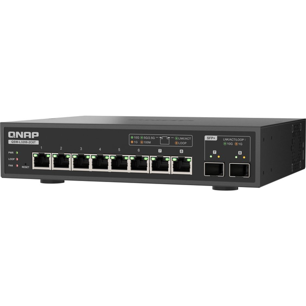 QNAP QSW-L3208-2C6T netværksswitch Administreret L2 10G Ethernet (100/1000/10000) Desktop Sort