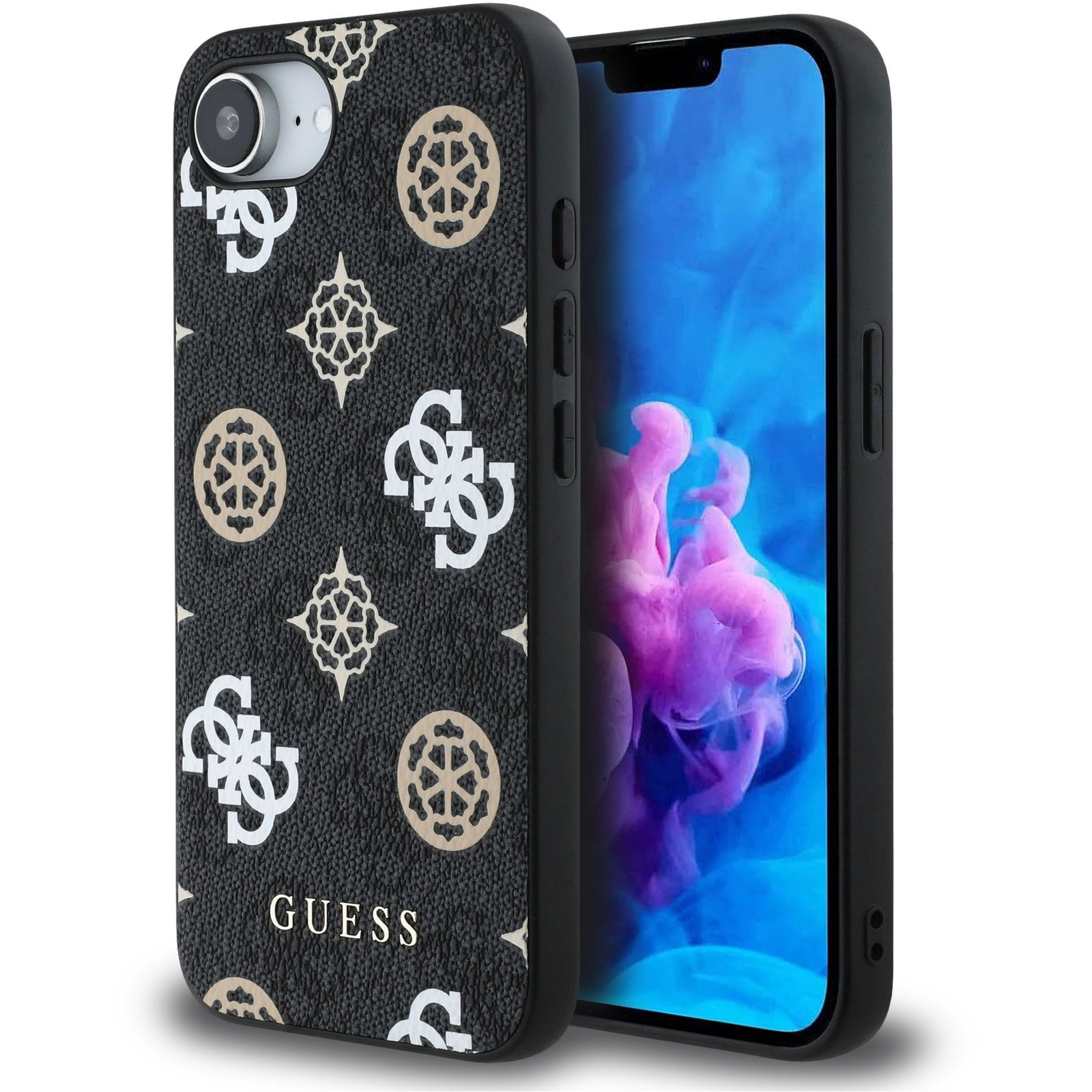 Guess PU 4G Peony iPhone 16e fekete MagSafe tok (GUHMPSE4P4PWPK)