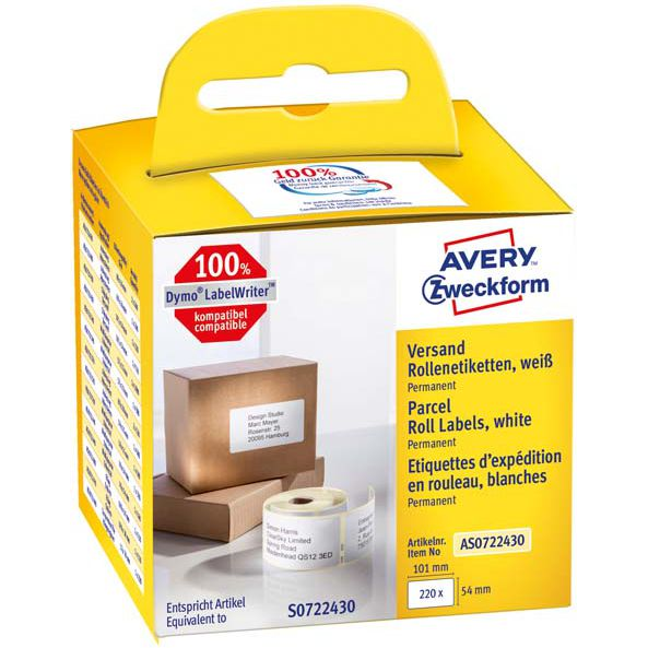 Avery-Zweckform Etikett tekercs Kompatibilis helyettesíti DYMO, Seiko 99014, S0722430 101 x 54 mm Papír Fehér 220 db Véglegesen tapadó Csomagküldő 