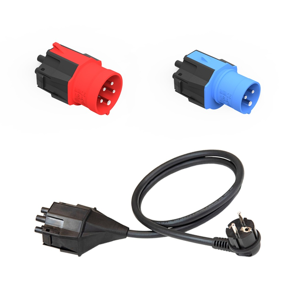 NRGkick dugócsatlakozó szett szabványos (EU) 16A 5-pin, 16A 3-pin, védőérintkező, adapter (fekete, 3 darab, NRGkick töltőegységhez) (20001053) (20001053)