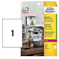 Avery L4775REV-20 210x297mm visszaszedhető időjárásálló 20db-os etikett (4775-20)