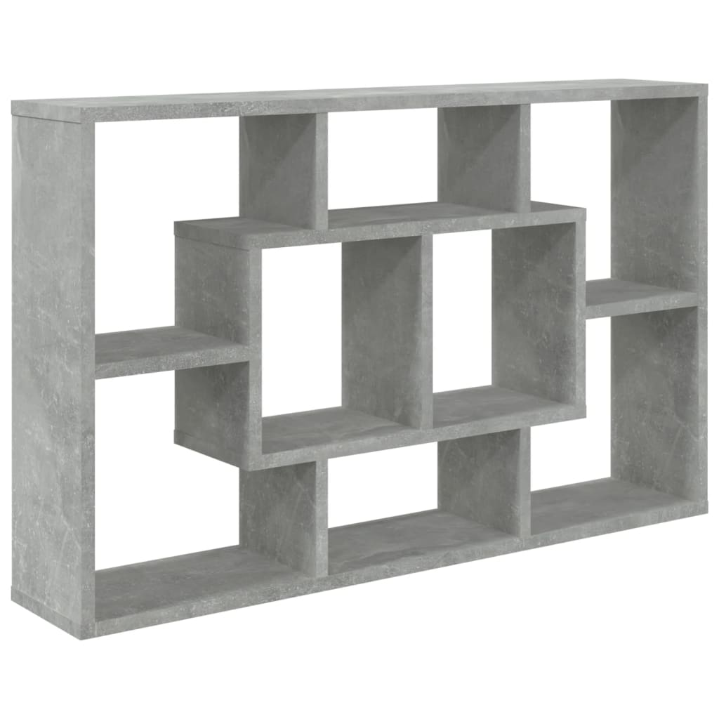 betonszürke szerelt fa fali polc 85 x 16 x 52,5 cm (801422)