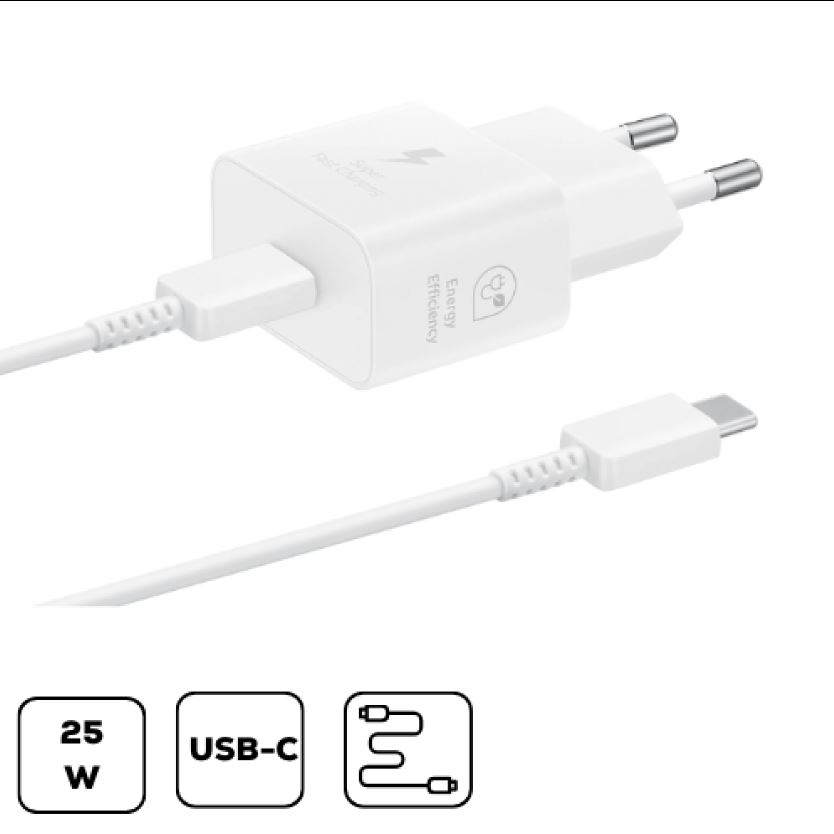 Samsung EP-T2510XWEG 25W hálózati adapter kábellel fehér (EP-T2510XWEG)