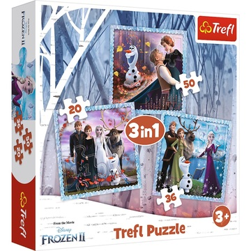 Пъзел Trefl 3 in 1 - Disney Frozen II, Ледено кралство, 20/36/50 части