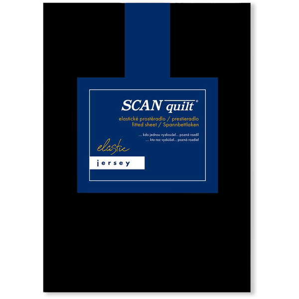 SCANquilt JERSEY ELASTIC LYCRA lepedő, fekete, 200×220 cm