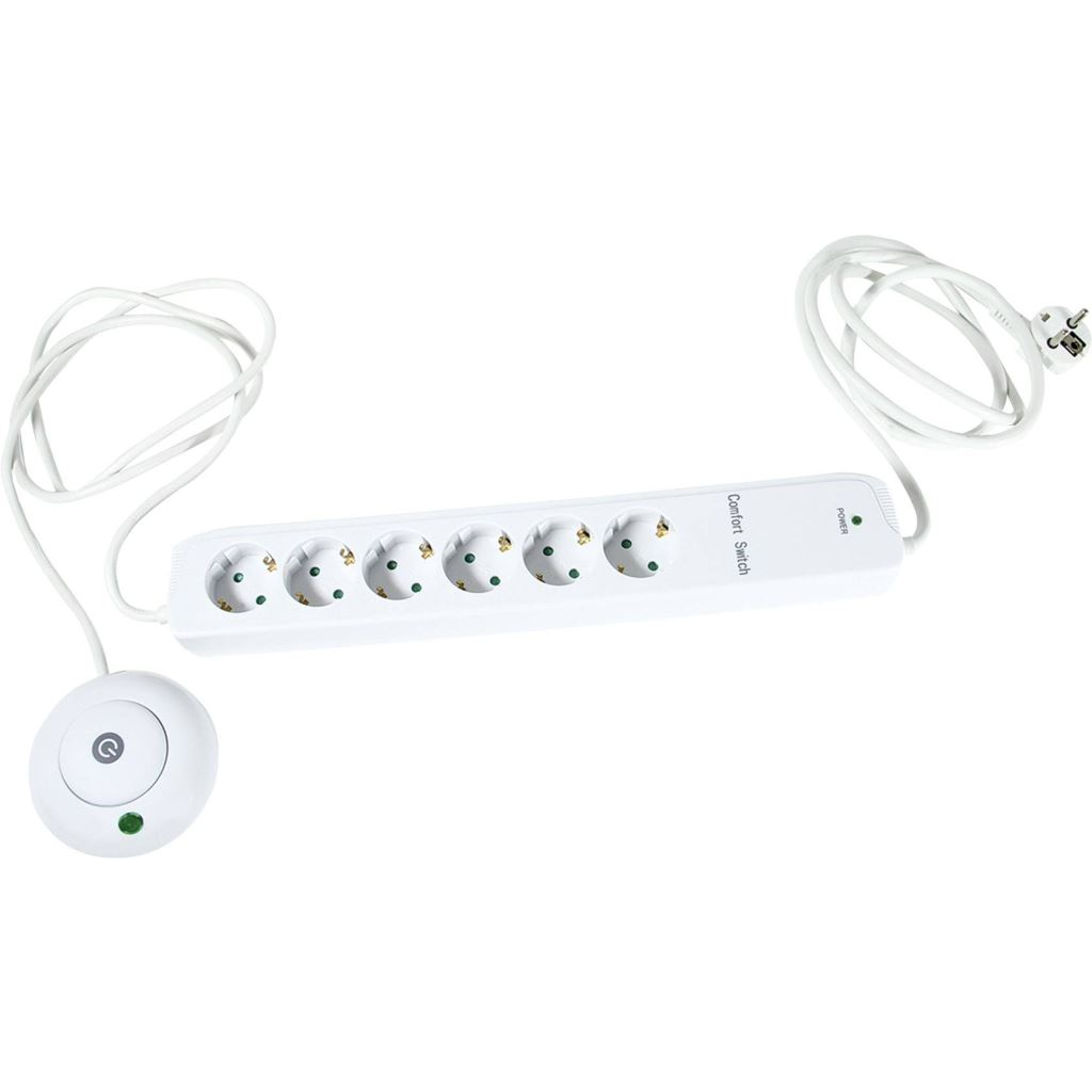 REV 00251201 Elosztó kapcsolóval 6 részes Fehér Védőérintkezős 1,5m (r00251201)