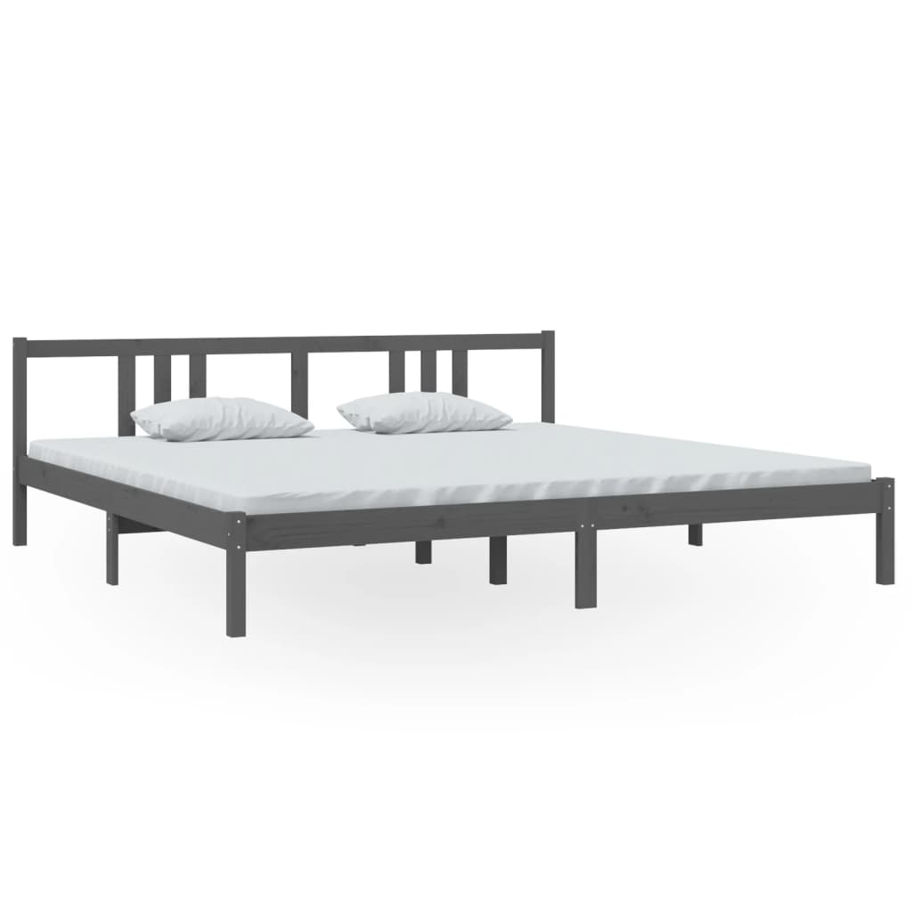 szürke tömör fa ágykeret 200 x 200 cm (814906)
