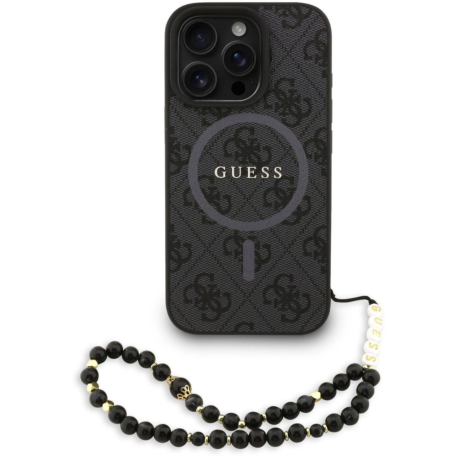 Guess PU Leather 4G Colored Ring Strap MagSafe iPhone 16 Pro Max Black tok (GUHMP16XP4GREGSK)
