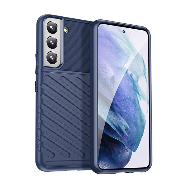 Szilikon telefonvédő (közepesen ütésálló, csíkos, dombor minta) SÖTÉTKÉK [Samsung Galaxy S22 Plus 5G (SM-S906)] (5996591119748)