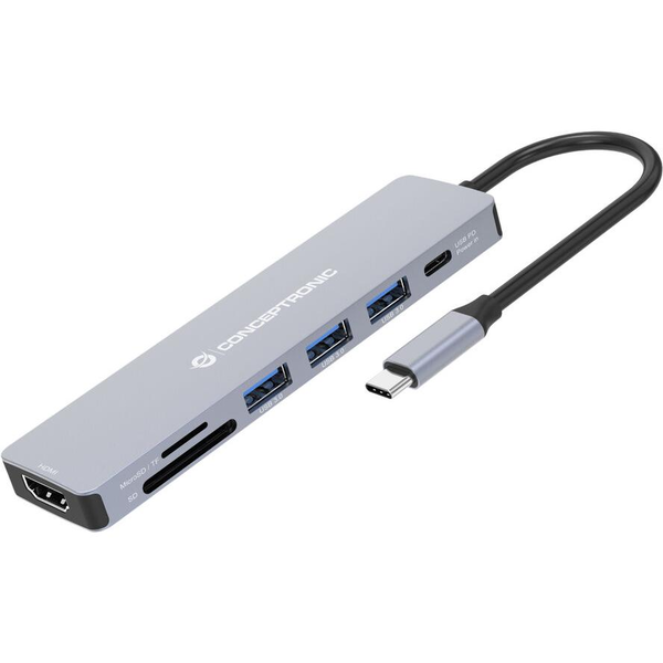 Conceptronic DONN19G stații de andocare și replicatoare de porturi pentru calculatoare portabile Prin cablu USB 3.2 Gen 1 (3.1 Gen 1) Type-C Gri