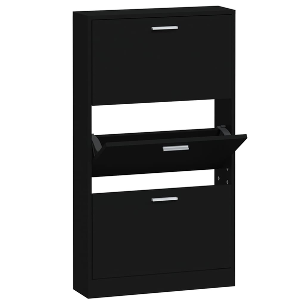 fekete szerelt fa cipősszekrény 59x17x108 cm